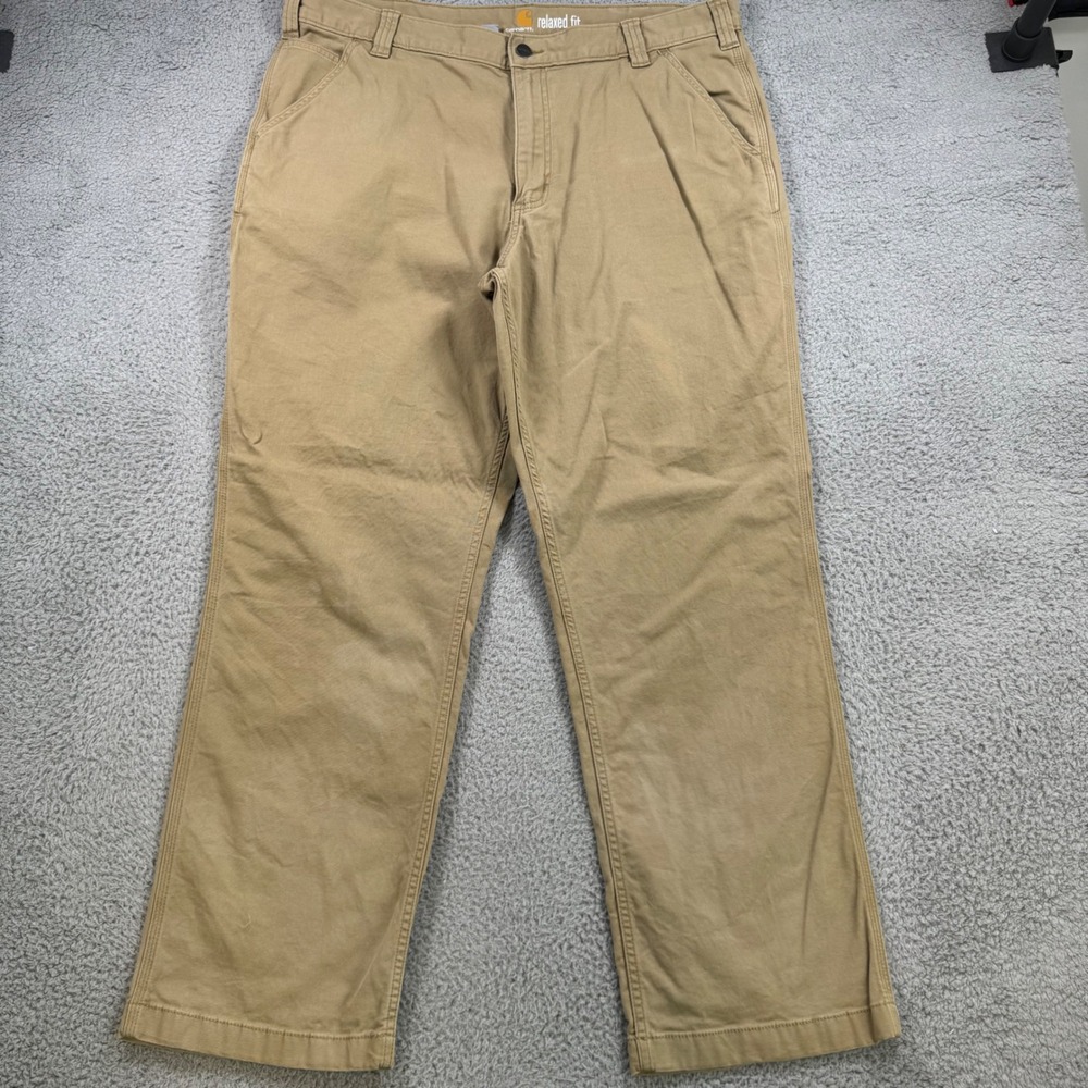 Carhartt Mens 40x31 Relaxed Fit Rugged Flex Canvas Work Pants Tan 102291 253